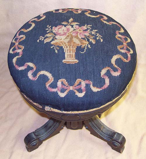 Needlepoint Victorian Stool