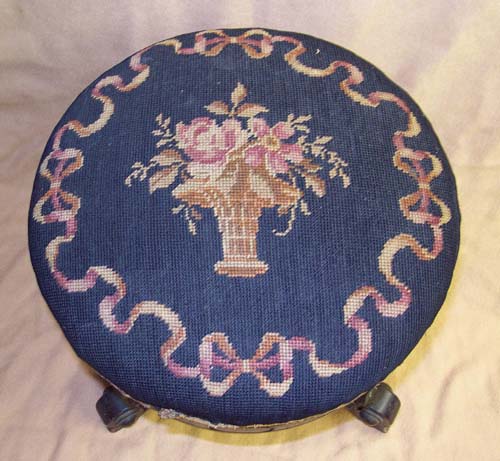 Needlepoint Victorian Stool